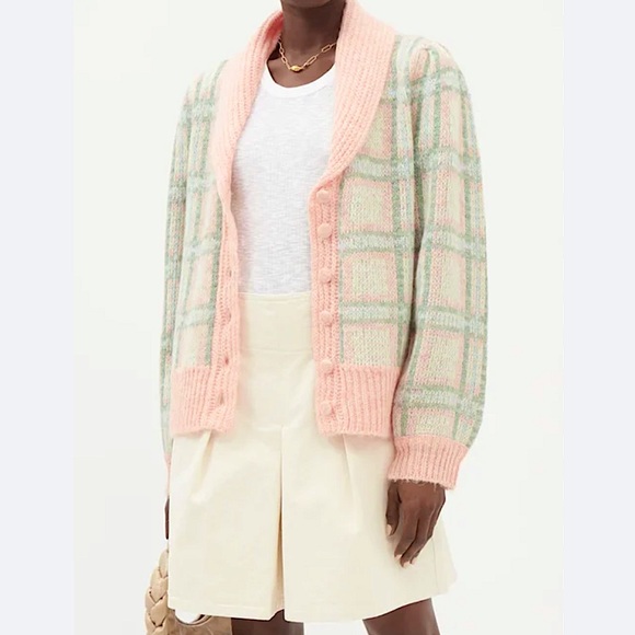 LoveShackFancy Jeeves Plaid Wool Cardigan - Picture 3 of 4